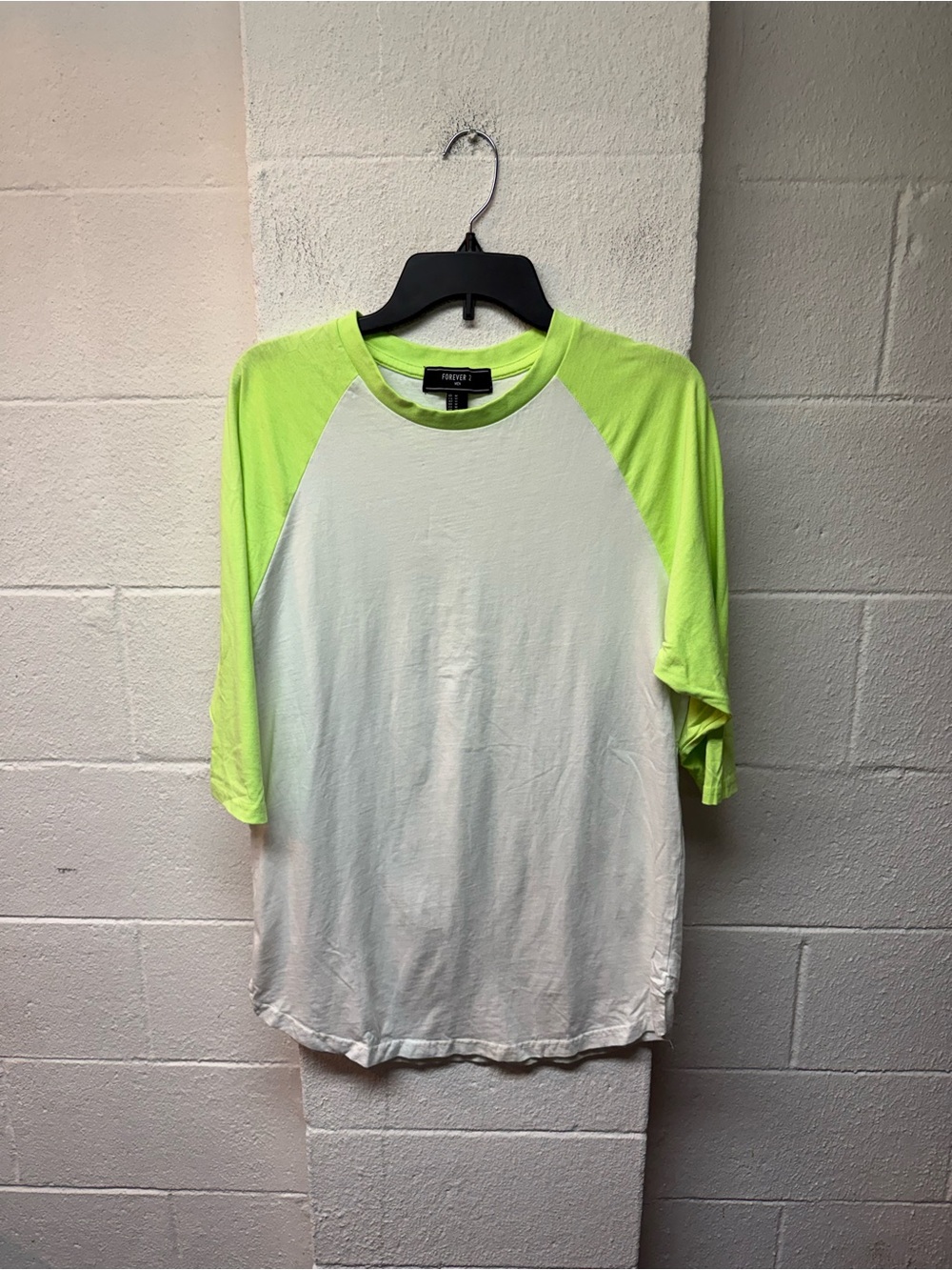 Forever 21 Neon Lime Raglan Sleeve Long Sleeve Tee